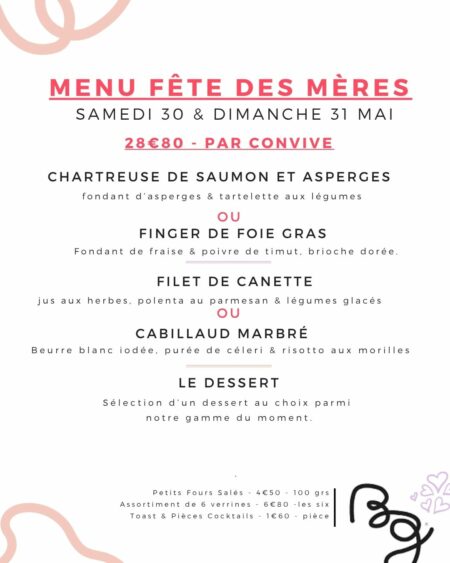 MENU DE LA FETE DES MERES 2